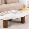 Stilvoller Couchtisch ORGANIKO 110cm weiß braun Walnuss Pandora Keramik
