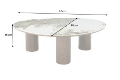 Stilvoller Couchtisch ORGANIKO 110cm weiß braun Walnuss Pandora Keramik
