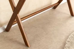 Stilvoller Konsolentisch SECRETARIO 110cm braun Akazie gold mit Schubladen