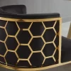 Stilvoller Stuhl ELEGANCE schwarz Samt gold Edelstahl mit Armlehne