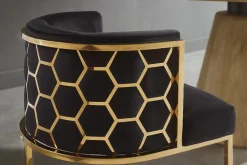 Stilvoller Stuhl ELEGANCE schwarz Samt gold Edelstahl mit Armlehne