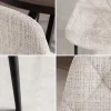Stilvoller Stuhl GLAMM champagner beige Chenille Cremona mit Rauten-Steppung schwarz Metall