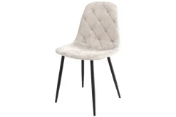 Stilvoller Stuhl GLAMM champagner beige Chenille Cremona mit Rauten-Steppung schwarz Metall