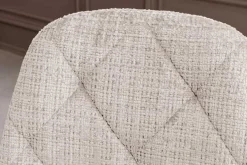 Stilvoller Stuhl GLAMM champagner beige Chenille Cremona mit Rauten-Steppung schwarz Metall