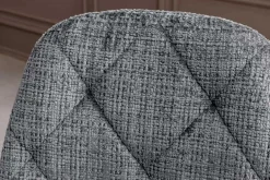 Stilvoller Stuhl GLAMM grau Chenille Cremona mit Rauten-Steppung schwarze Metallbeine