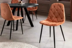 Stilvoller Stuhl GLAMM rost braun Chenille Cremona Rauten-Steppung schwarz Metall
