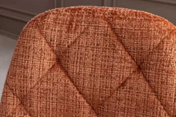 Stilvoller Stuhl GLAMM rost braun Chenille Cremona Rauten-Steppung schwarz Metall