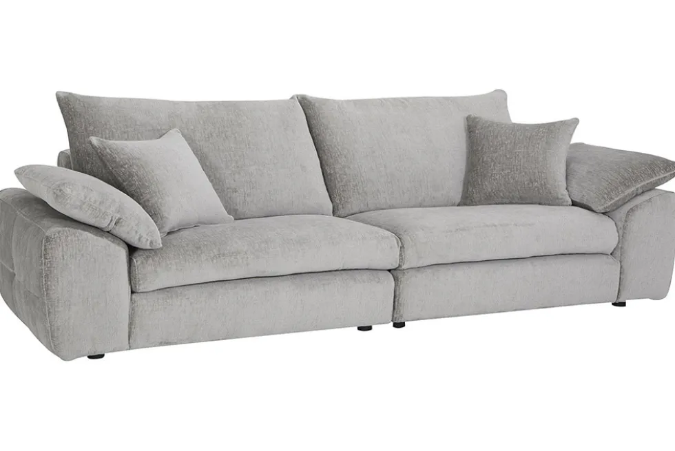Stilvolles Big Sofa SOHO 260cm grau Chenille 4-Sitzer Couch mit Wellenunterfederung