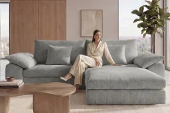 Stilvolles Big Sofa SOHO 260cm grau Chenille 4-Sitzer Couch mit Wellenunterfederung