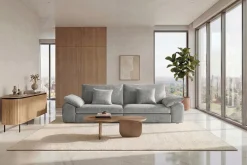Stilvolles Big Sofa SOHO 260cm grau Chenille 4-Sitzer Couch mit Wellenunterfederung