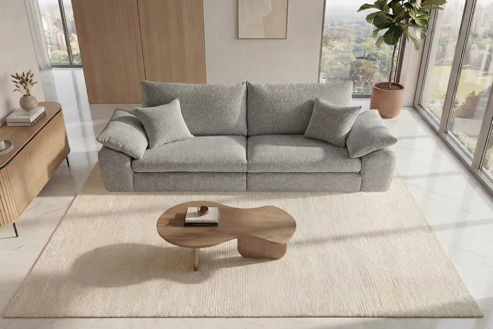Stilvolles Big Sofa SOHO 260cm grau Chenille 4-Sitzer Couch mit Wellenunterfederung