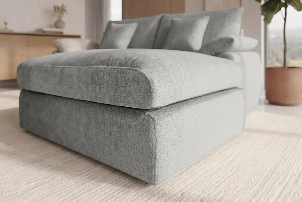 Stilvolles Big Sofa SOHO 260cm grau Chenille 4-Sitzer Couch mit Wellenunterfederung