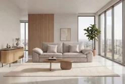 Stilvolles Big Sofa SOHO 260cm beige Chenille 4-Sitzer Couch mit Wellenunterfederung