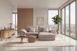Stilvolles Big Sofa SOHO 260cm beige Chenille 4-Sitzer Couch mit Wellenunterfederung