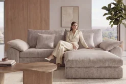 Stilvolles Big Sofa SOHO 260cm beige Chenille 4-Sitzer Couch mit Wellenunterfederung