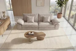 Stilvolles Big Sofa SOHO 260cm beige Chenille 4-Sitzer Couch mit Wellenunterfederung