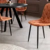 Stilvolles 2er-Set Stühle GLAMM rost braun Chenille Cremona schwarze Metallbeine