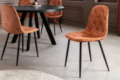 Stilvolles 2er-Set Stühle GLAMM rost braun Chenille Cremona schwarze Metallbeine