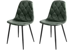Stilvolles 2er-Set Stühle GLAMM grün Samt schwarze Metallbeine