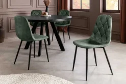 Stilvolles 2er-Set Stühle GLAMM grün Samt schwarze Metallbeine