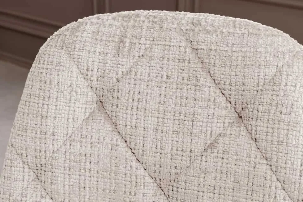 Stilvolles 2er-Set Stühle GLAMM champagner beige Chenille Cremona schwarze Metallbeine