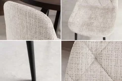 Stilvolles 2er-Set Stühle GLAMM champagner beige Chenille Cremona schwarze Metallbeine
