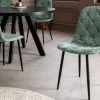 Stilvolles 2er-Set Stühle GLAMM grün Chenille Cremona schwarze Metallbeine