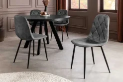 Stilvolles 2er-Set Stühle GLAMM anthrazit Samt schwarze Metallbeine