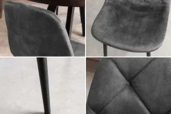 Stilvolles 2er-Set Stühle GLAMM anthrazit Samt schwarze Metallbeine