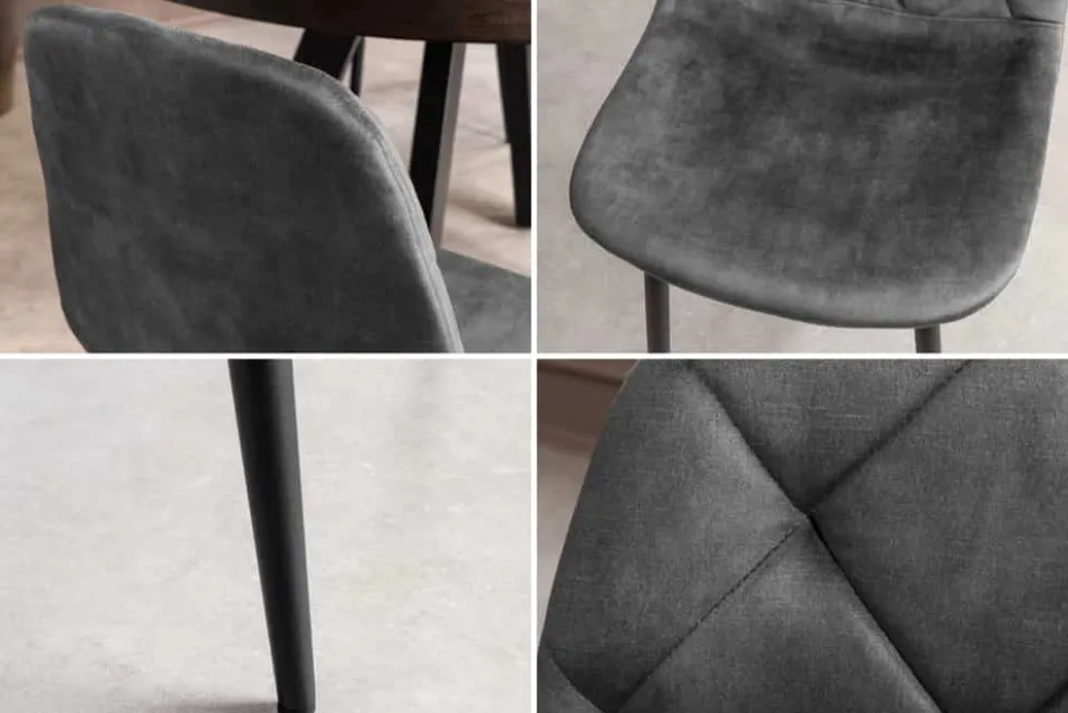 Stilvolles 2er-Set Stühle GLAMM anthrazit Samt schwarze Metallbeine