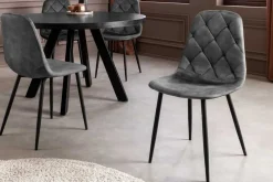 Stilvolles 2er-Set Stühle GLAMM anthrazit Samt schwarze Metallbeine