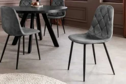 Stilvolles 2er-Set Stühle GLAMM anthrazit Samt schwarze Metallbeine