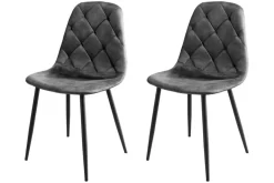 Stilvolles 2er-Set Stühle GLAMM anthrazit Samt schwarze Metallbeine