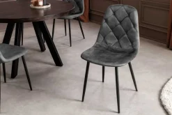 Stilvolles 2er-Set Stühle GLAMM anthrazit Samt schwarze Metallbeine