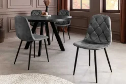 Stilvolles 2er-Set Stühle GLAMM anthrazit Samt schwarze Metallbeine
