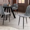 Stilvolles 2er-Set Stühle GLAMM grau Chenille Cremona schwarze Metallbeine