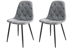 Stilvolles 2er-Set Stühle GLAMM grau Chenille Cremona schwarze Metallbeine