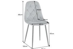 Stilvolles 2er-Set Stühle GLAMM grau Chenille Cremona schwarze Metallbeine