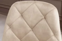 Stilvolles 2er-Set Stühle GLAMM champagner beige Samt schwarze Metallbeine