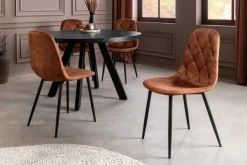 Stilvolles 2er-Set Stühle GLAMM braun Samt schwarze Metallbeine
