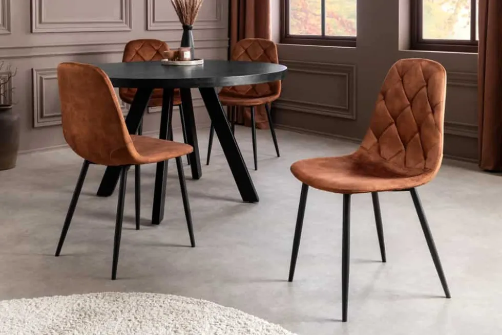 Stilvolles 2er-Set Stühle GLAMM braun Samt schwarze Metallbeine