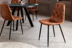 Stilvolles 2er-Set Stühle GLAMM braun Samt schwarze Metallbeine