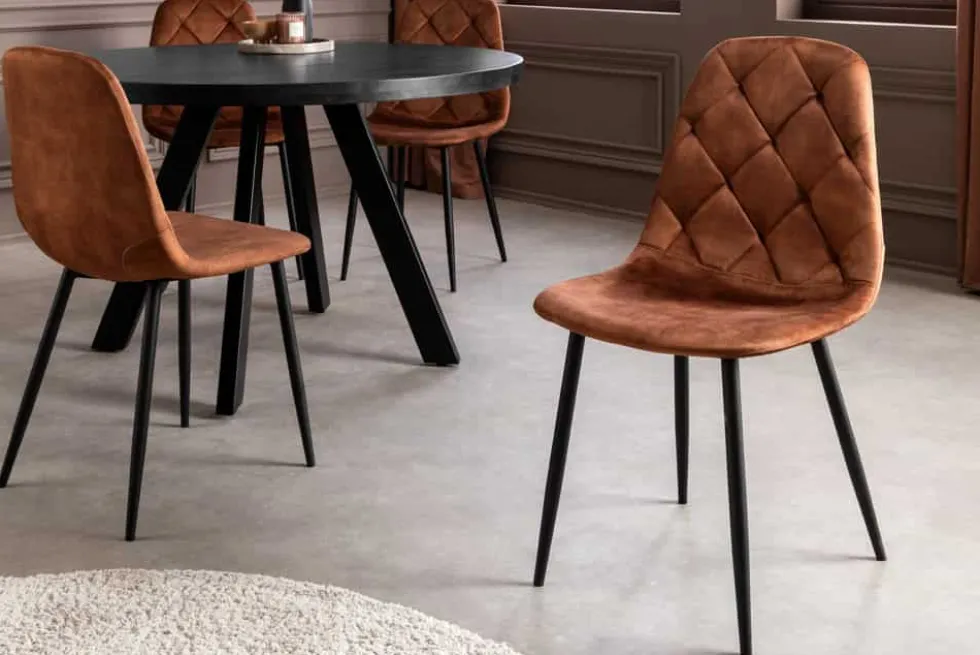 Stilvolles 2er-Set Stühle GLAMM braun Samt schwarze Metallbeine
