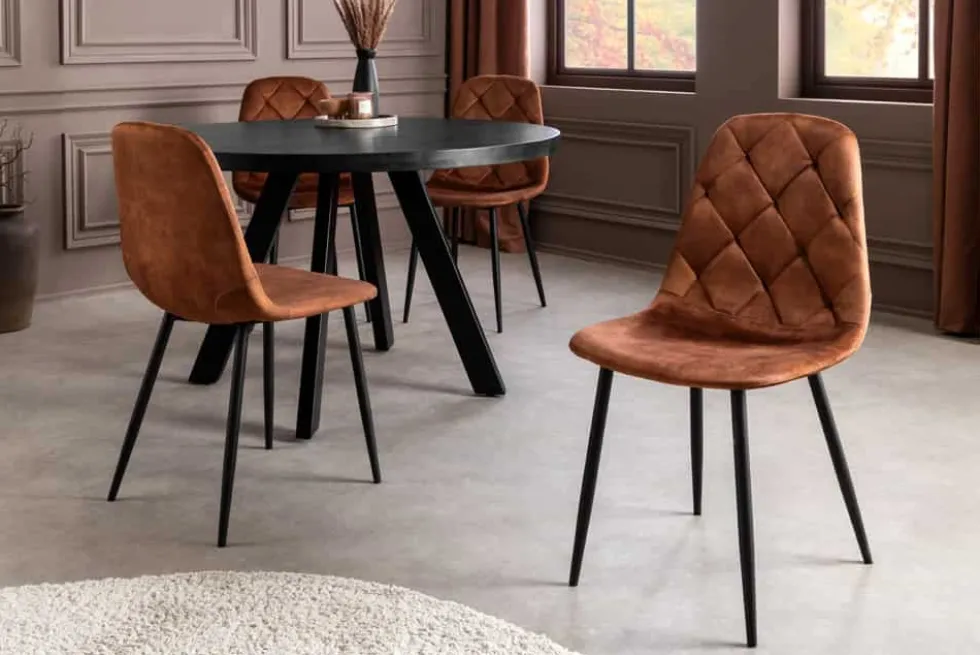 Stilvolles 2er-Set Stühle GLAMM braun Samt schwarze Metallbeine