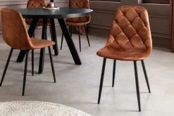Stilvolles 2er-Set Stühle GLAMM braun Samt schwarze Metallbeine