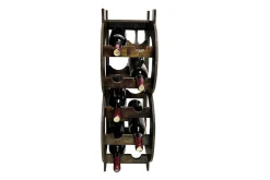Stilvolles Weinregal BITCOIN 70cm natur Holzregal für 10 Flaschen und 4 Gläser