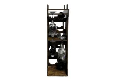 Stilvolles Weinregal BITCOIN 70cm natur Holzregal für 10 Flaschen und 4 Gläser