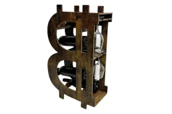 Stilvolles Weinregal BITCOIN 70cm natur Holzregal für 10 Flaschen und 4 Gläser