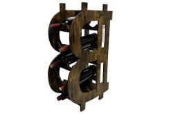 Stilvolles Weinregal BITCOIN 70cm natur Holzregal für 10 Flaschen und 4 Gläser