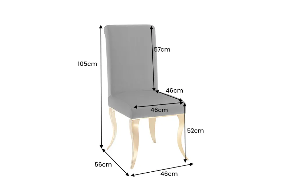 Stuhl MODERN BAROCK DELUXE schwarz Samt mit goldenen Edelstahlbeinen